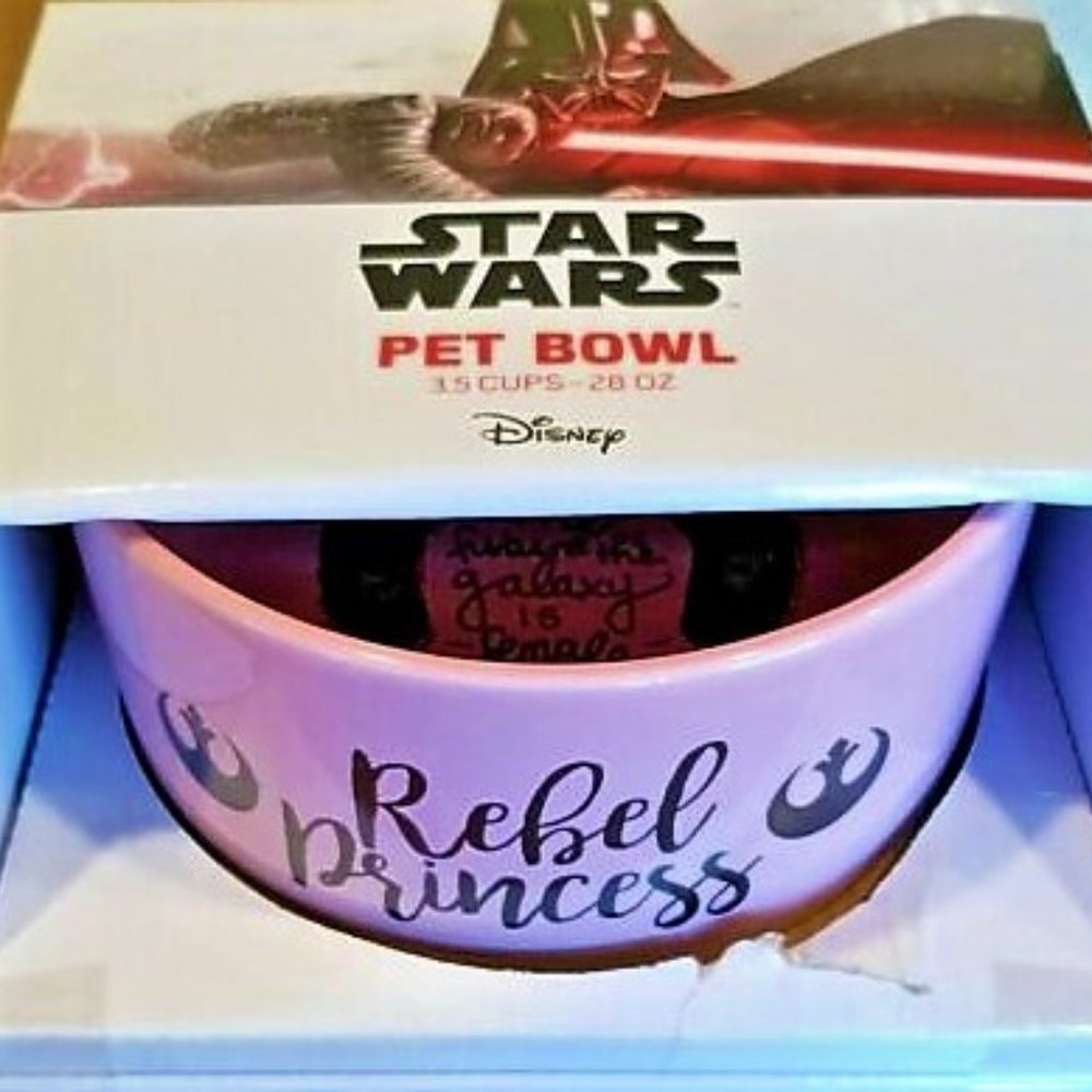 Dog Bowl Star Wars Princess Lea Dish * Rebel Princess* Ceramic Pet Bowl* PINK 6"